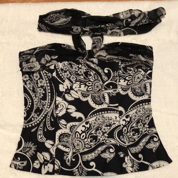 White House Black Market Paisley Halter Bustier Size 4 - Picture 2 of 5